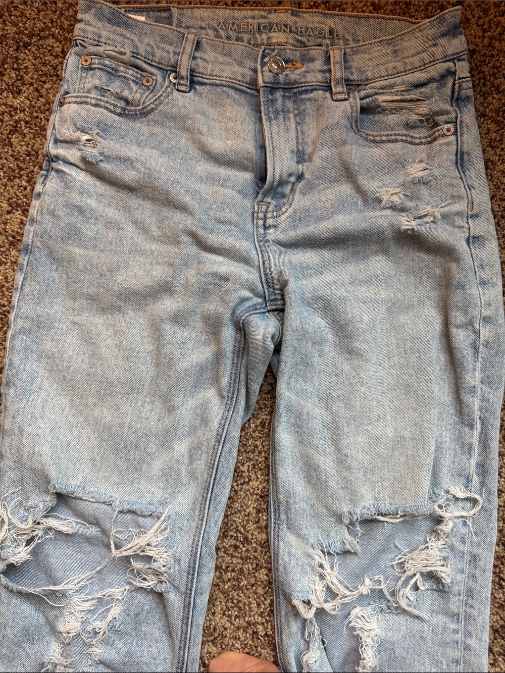 American Eagle Outfitters Light Blue Distressed Straight Leg Jeans
